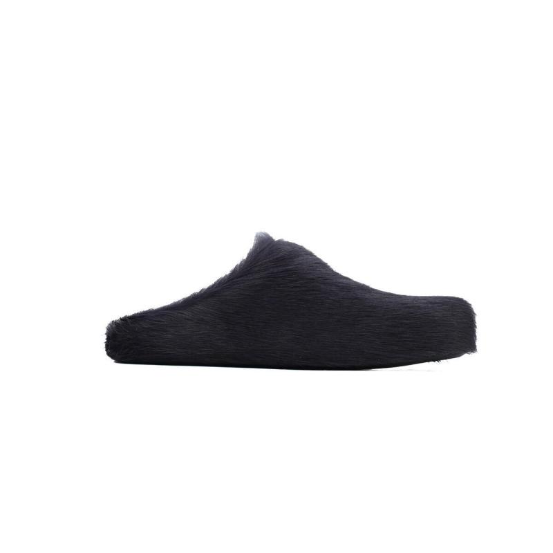 Marni Long-hair Calfskin Fussbett Sabot Black SBMR000600P412200N99