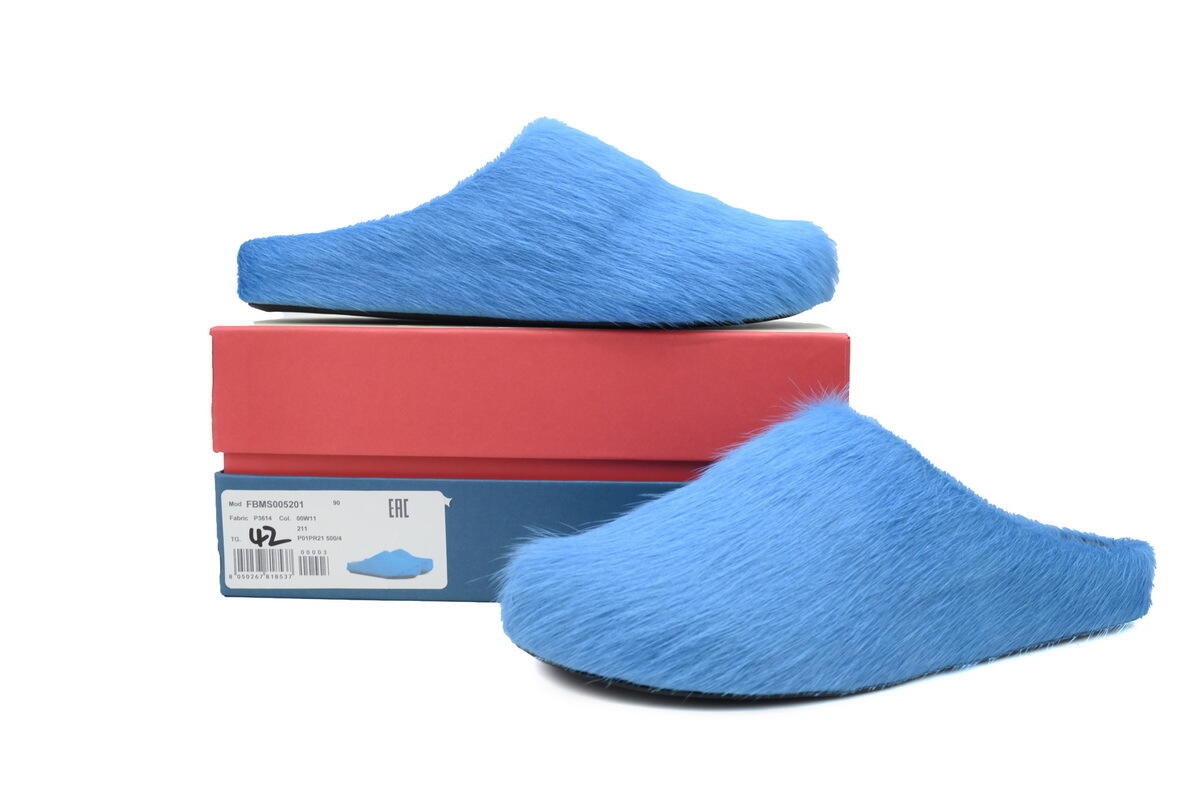 Marni Long-hair Calfskin Fussbett Sabot Blue SBMR000600P412200B50