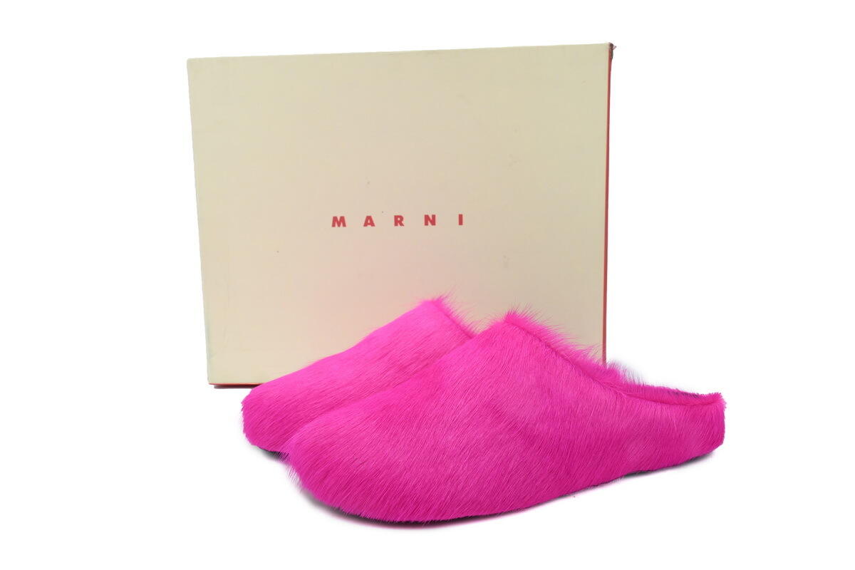 Marni Long-hair Calfskin Fussbett Sabot Fuchsia SBMR000600P412200C57