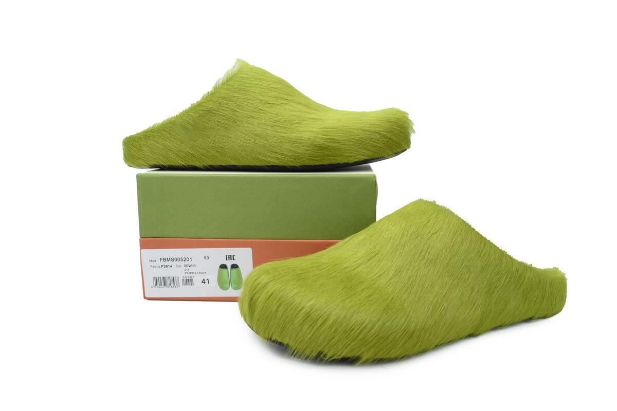 Marni Long-hair Calfskin Fussbett Sabot Green SBMR000600P412200V07