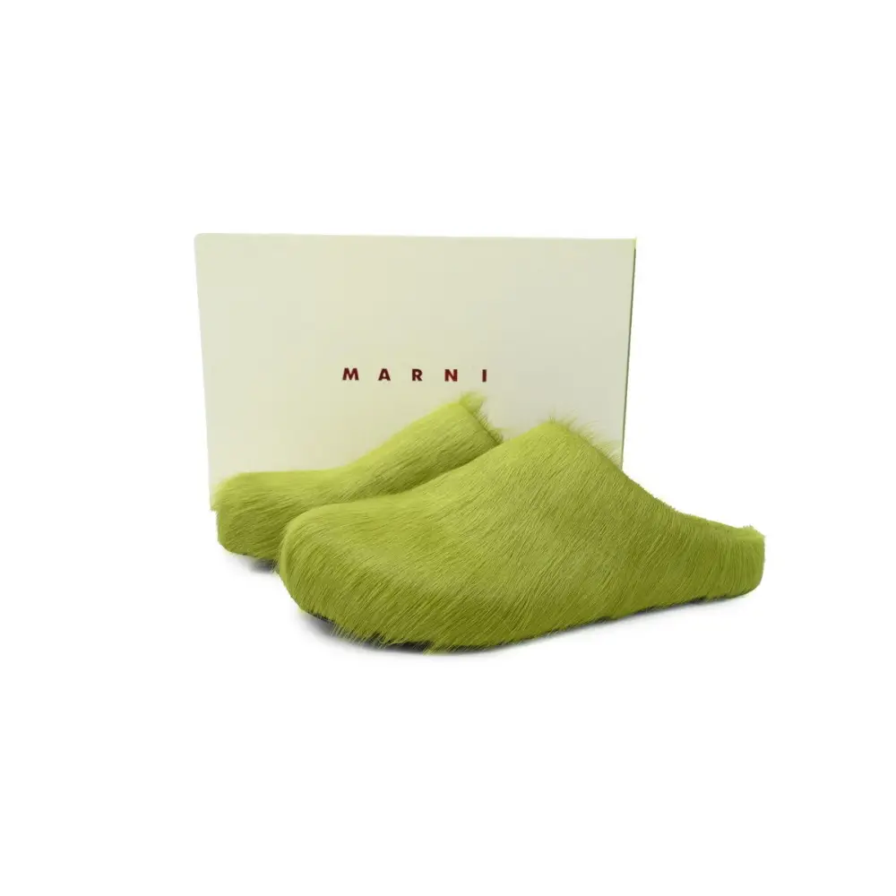 Marni Long-hair Calfskin Fussbett Sabot Green SBMR000600P412200V07
