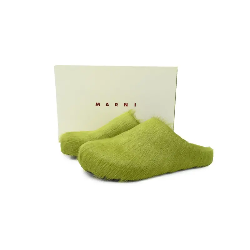 Marni Long-hair Calfskin Fussbett Sabot Green SBMR000600P412200V07