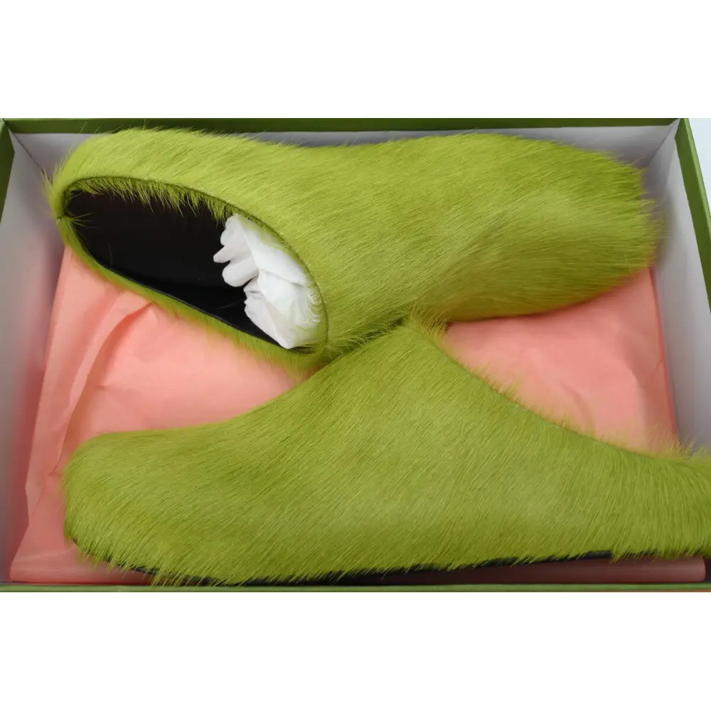 Marni Long-hair Calfskin Fussbett Sabot Green SBMR000600P412200V07