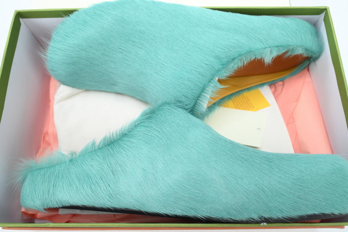 Marni Long-hair Calfskin Fussbett Sabot Green SBMR000600P412200V38