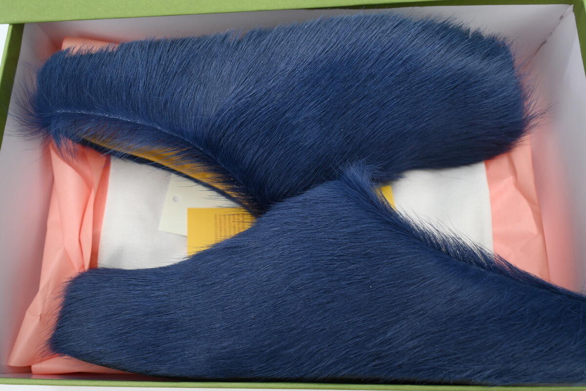 Marni Long-hair Calfskin Fussbett Sabot Navy SBMR000600P412200B84