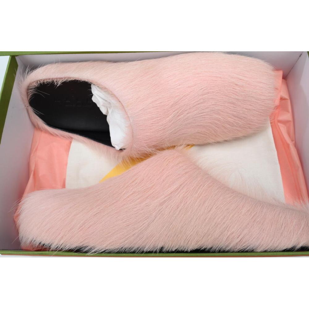 Marni Long-hair Calfskin Fussbett Sabot Pink SBMS004601P412200C29