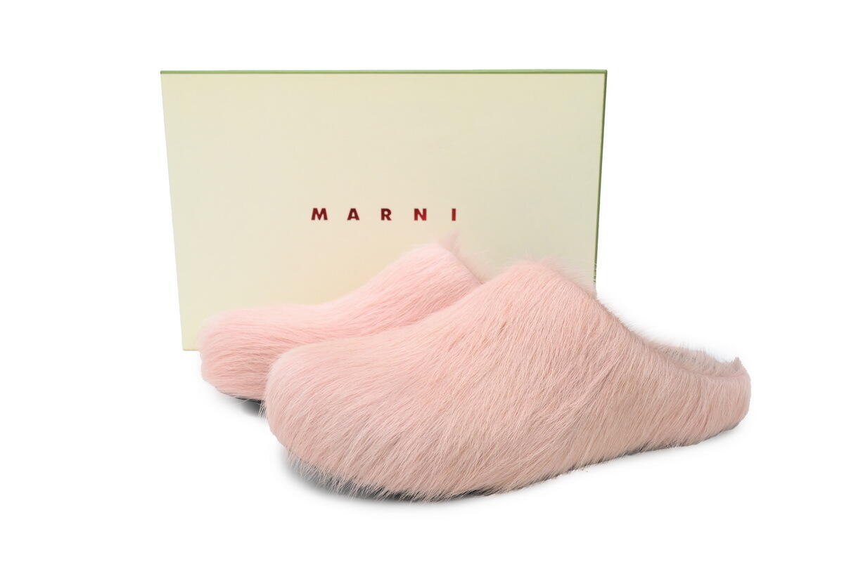 Marni Long-hair Calfskin Fussbett Sabot Pink SBMS004601P412200C29