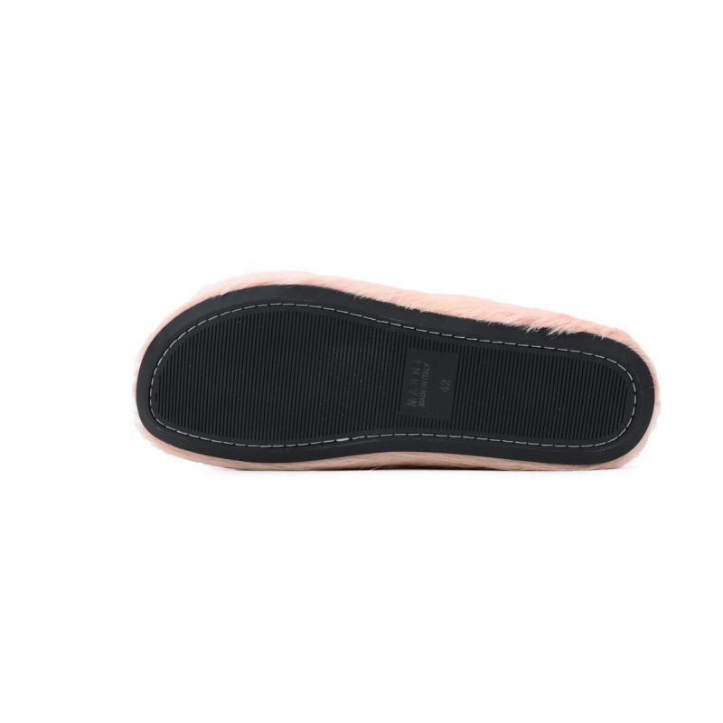 Marni Long-hair Calfskin Fussbett Sabot Pink SBMS004601P412200C29