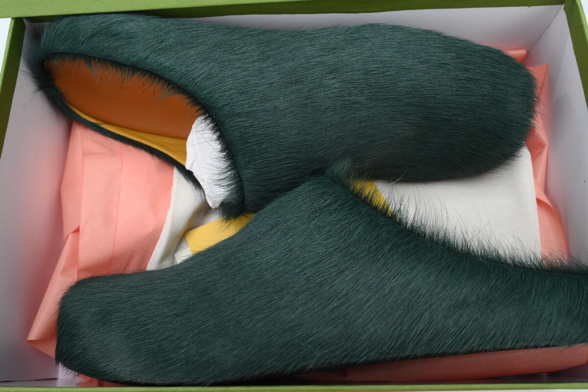 Marni Long-hair Calfskin Fussbett Sabot Sea Green SBMR000600P412200V78