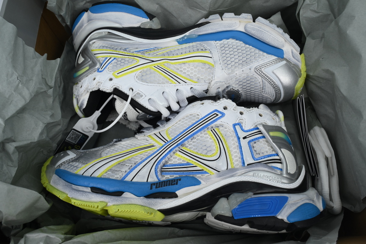 Balenciaga Runner Sneaker White Blue Yellow 772767 W3RNY 0213