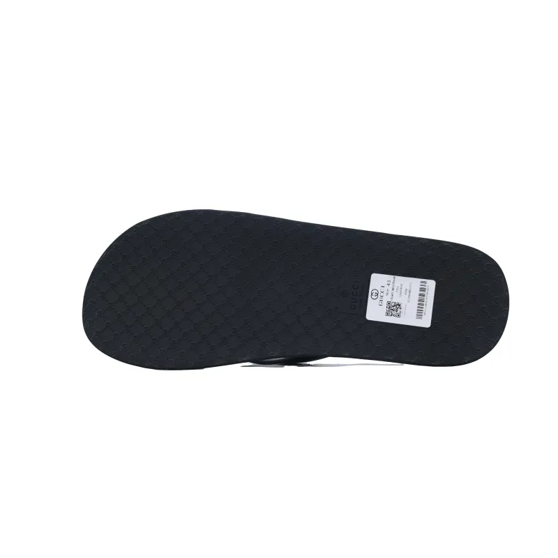 Gucci Slippers Striped Bottom Flower Black