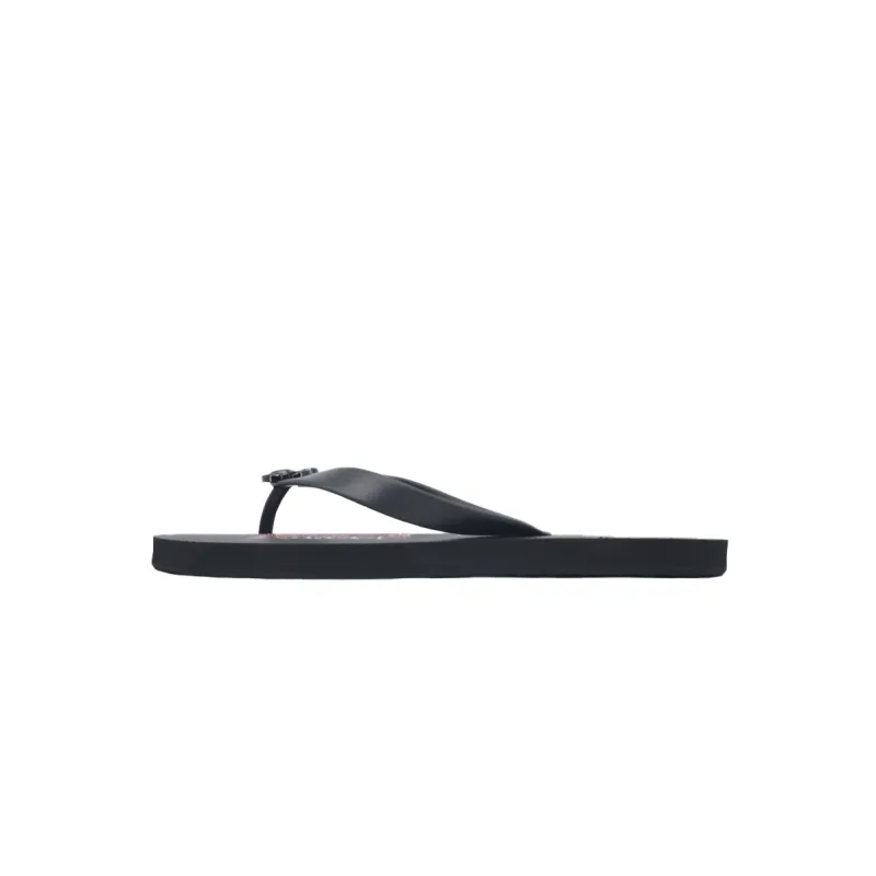 Gucci Slippers Striped Bottom Flower Black