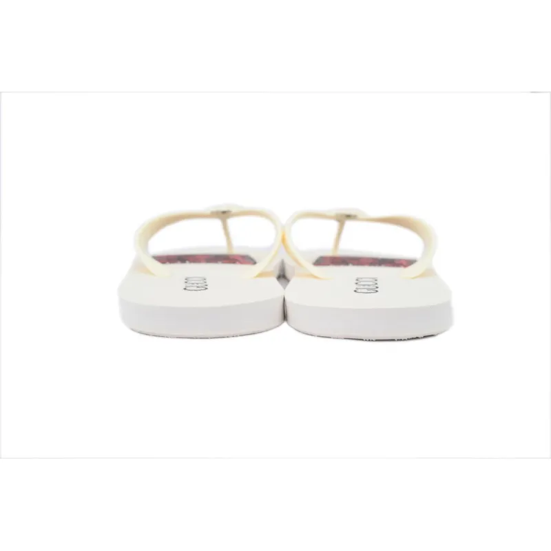 Gucci Slippers Striped Bottom Flower Rice White