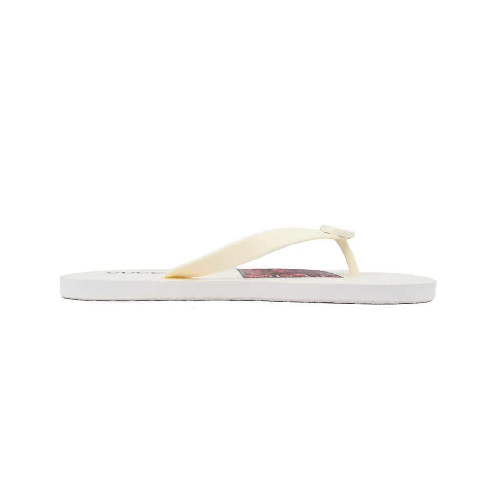 Gucci Slippers Striped Bottom Flower Rice White
