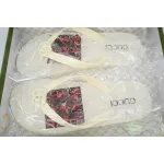 Gucci Slippers Striped Bottom Flower Rice White