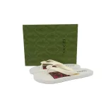 Gucci Slippers Striped Bottom Flower Rice White