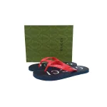 Gucci Slippers Striped Double Black And Red