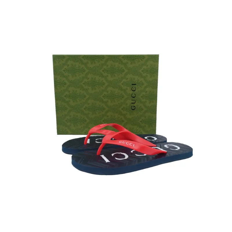 Gucci Slippers Striped Double Black And Red