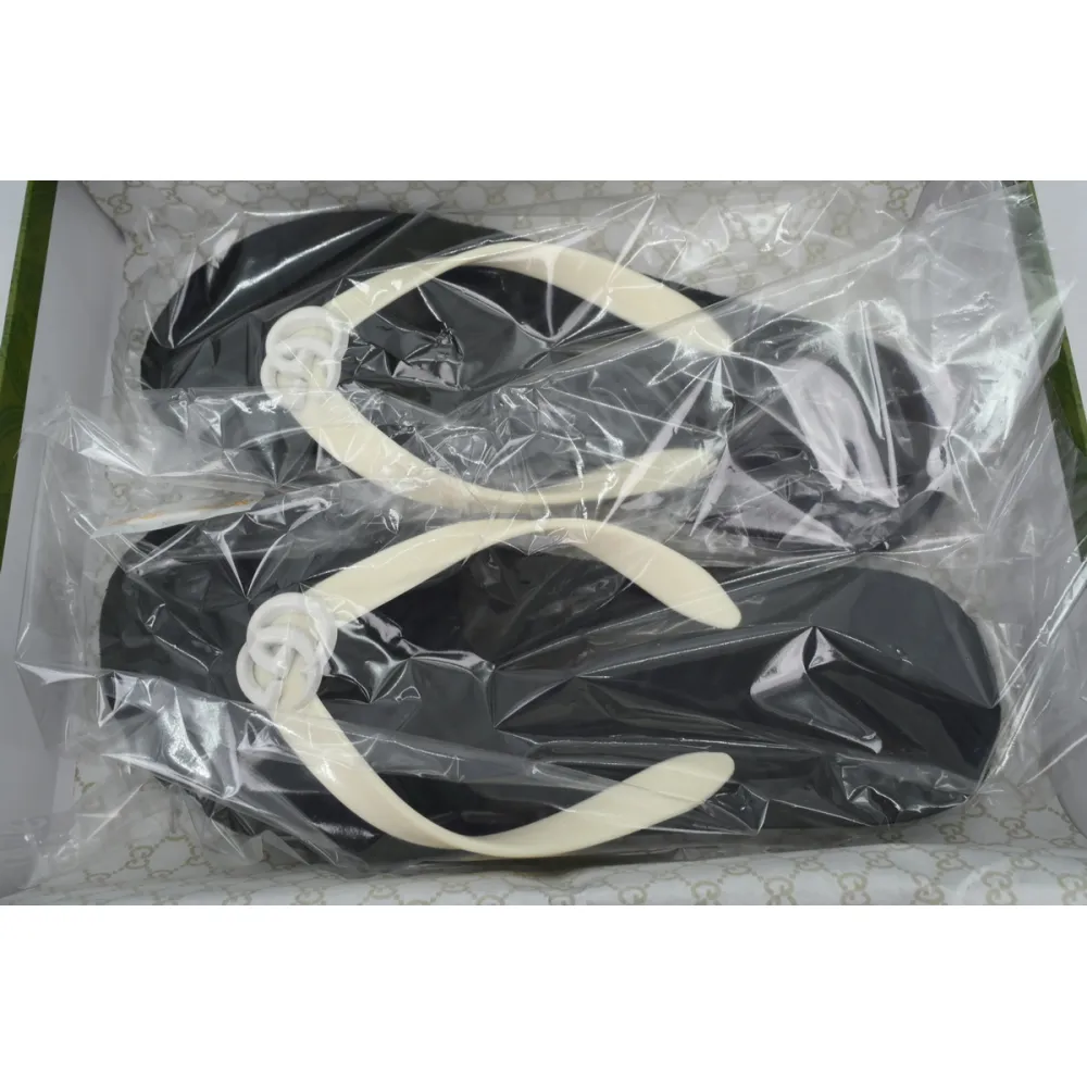 Gucci Slippers Striped Double G Beige Black