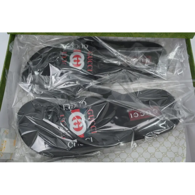 Gucci Slippers Striped Double G Black
