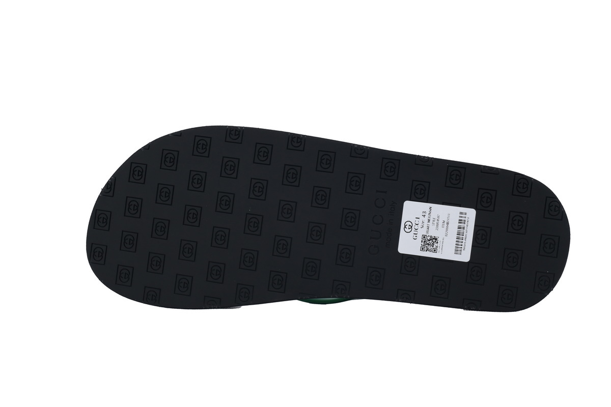 Gucci Slippers Striped Double G Black Green