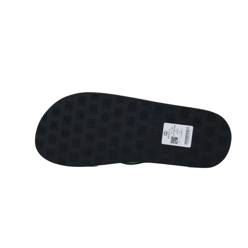 Gucci Slippers Striped Double G Black Green