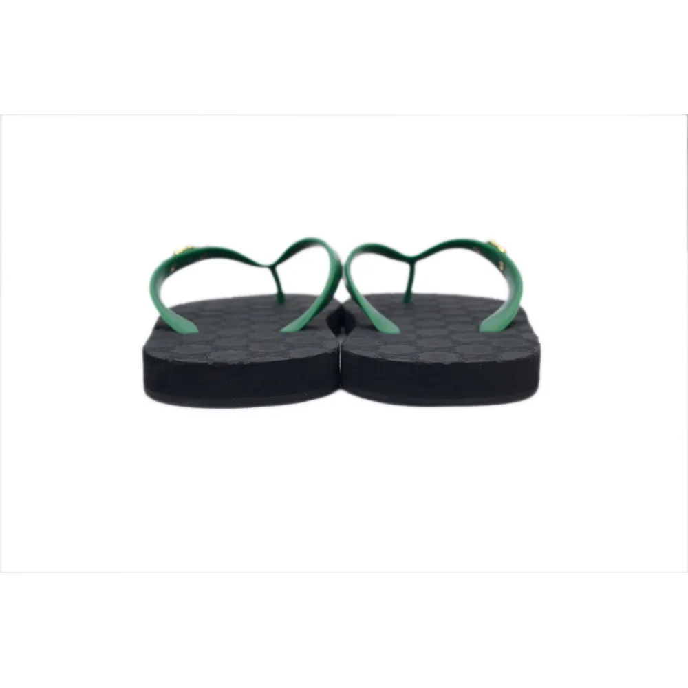 Gucci Slippers Striped Double G Black Green