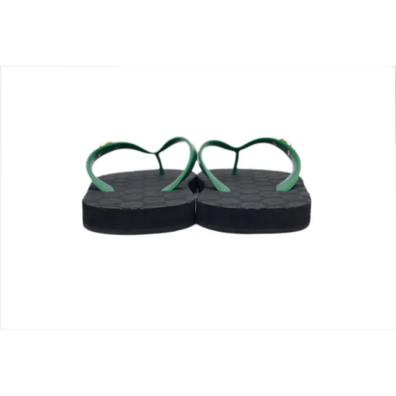Gucci Slippers Striped Double G Black Green