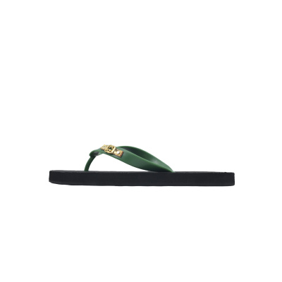 Gucci Slippers Striped Double G Black Green 01