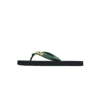 Gucci Slippers Striped Double G Black Green 01