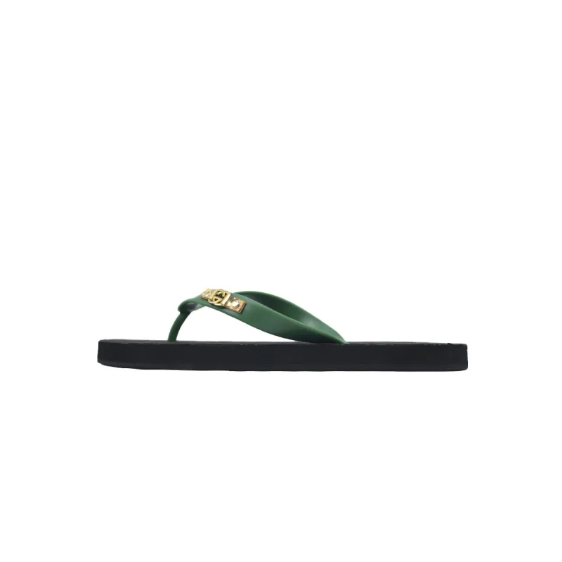 Gucci Slippers Striped Double G Black Green