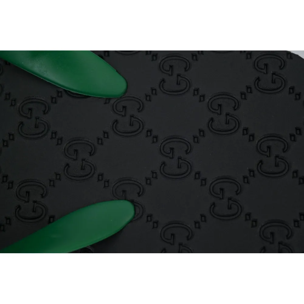 Gucci Slippers Striped Double G Black Green
