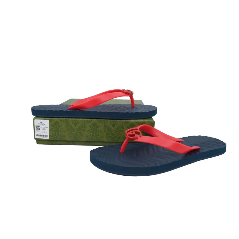 Gucci Slippers Striped Double G Blue Red