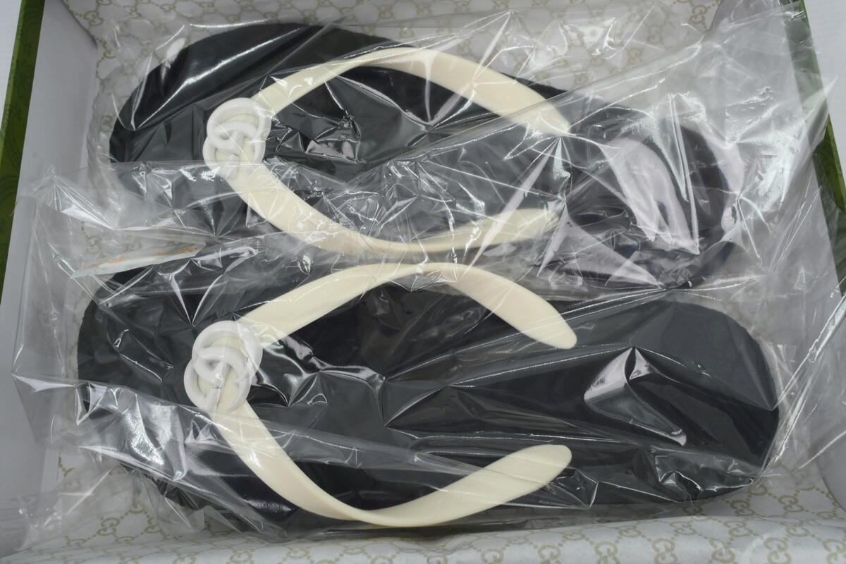 Gucci Slippers Striped Double G Printed Black Rice