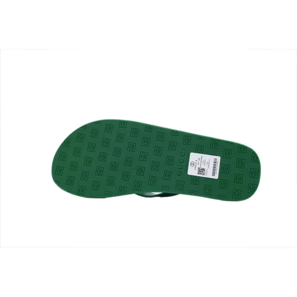 Gucci Slippers Striped Double G Printed Green