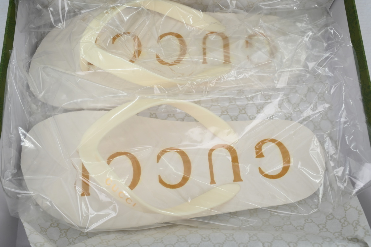 Gucci Slippers Striped Double G Rice White