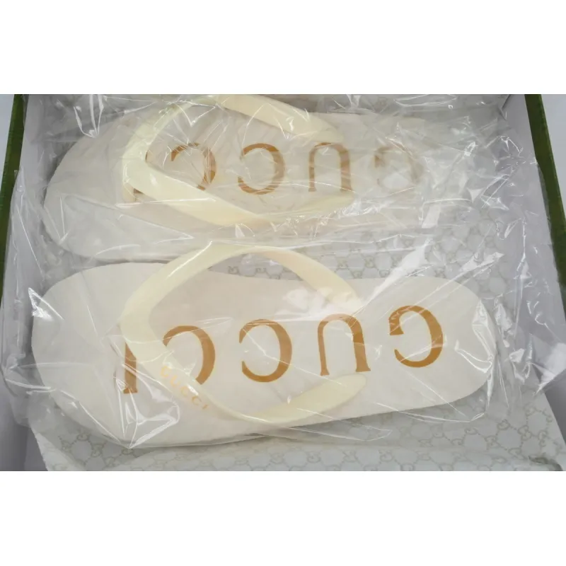Gucci Slippers Striped Double G Rice White