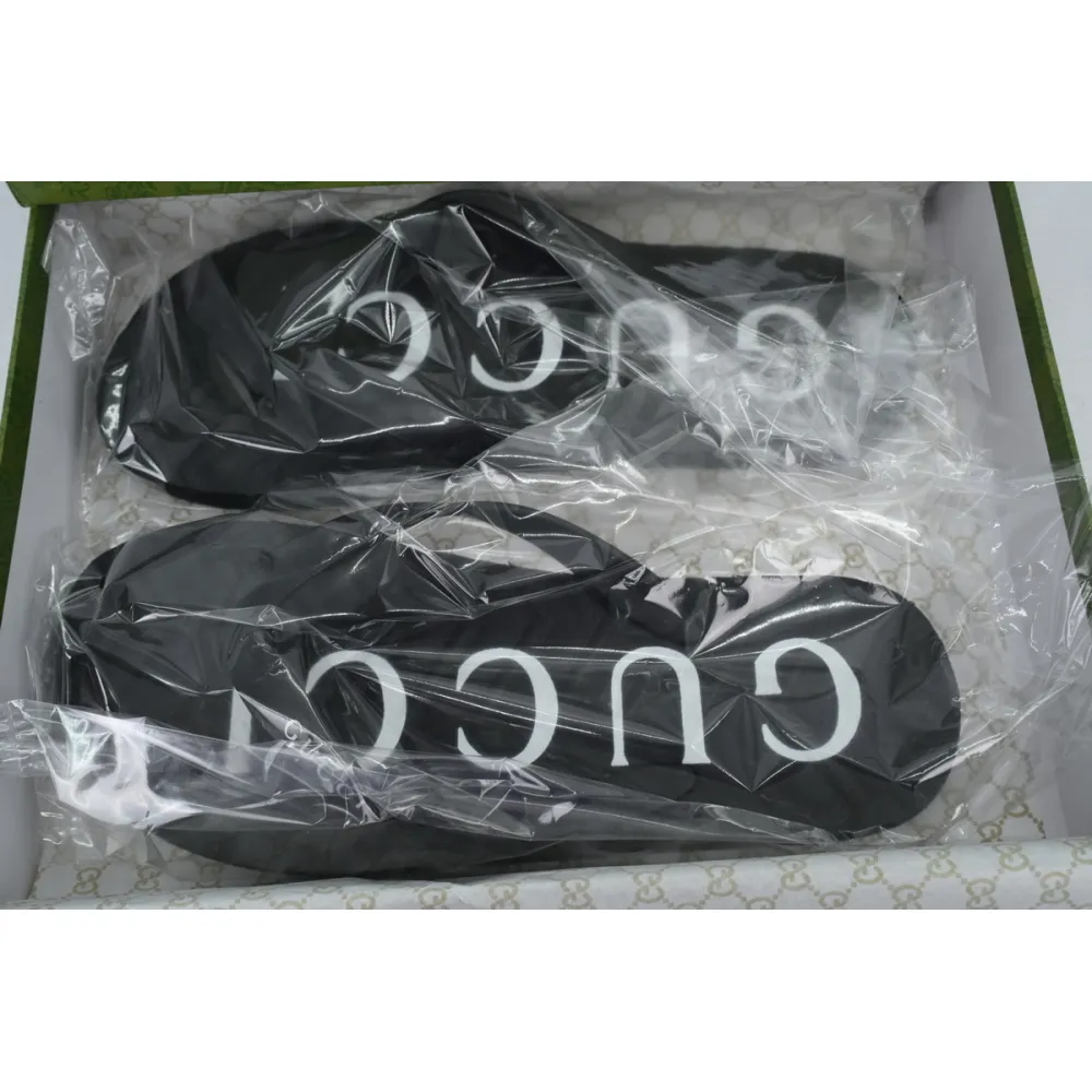Gucci Slippers Striped Double Gucci Black