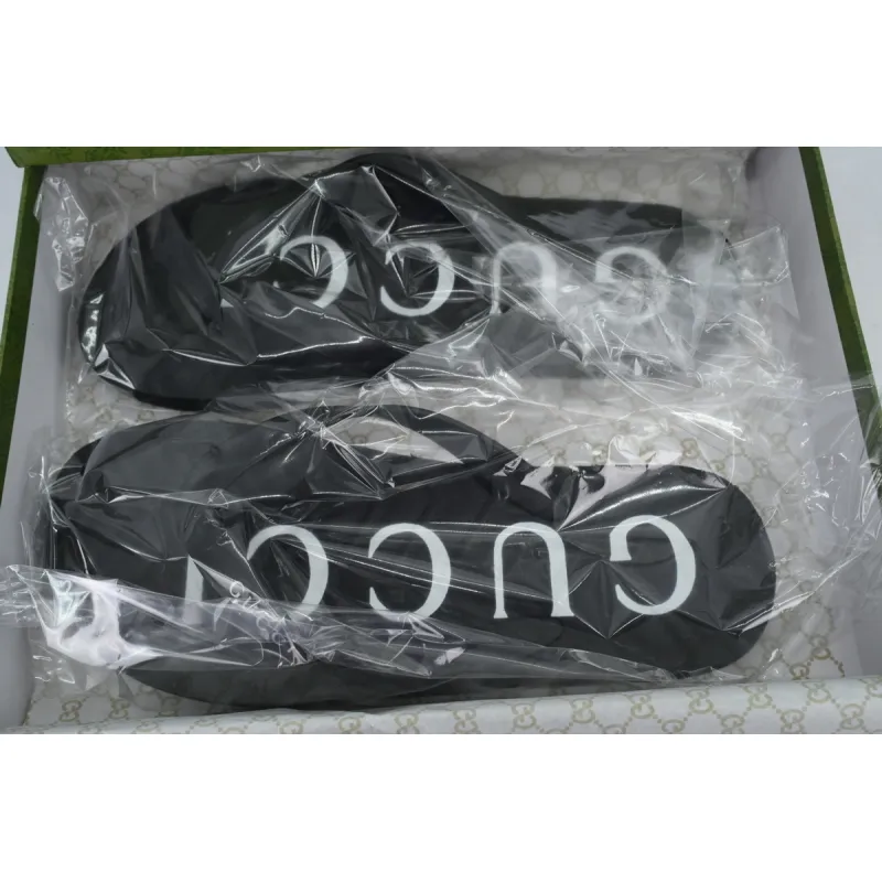 Gucci Slippers Striped Double Gucci Black