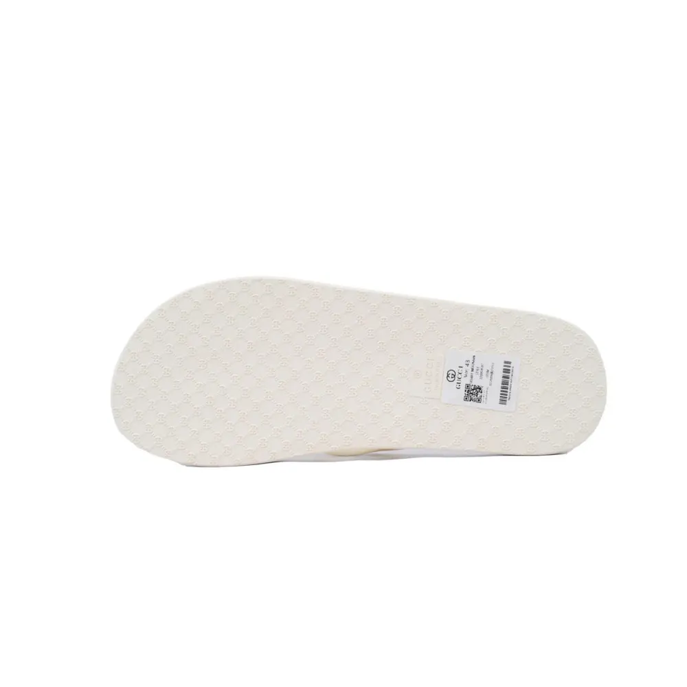 Gucci Slippers Striped Double Gucci Rice White