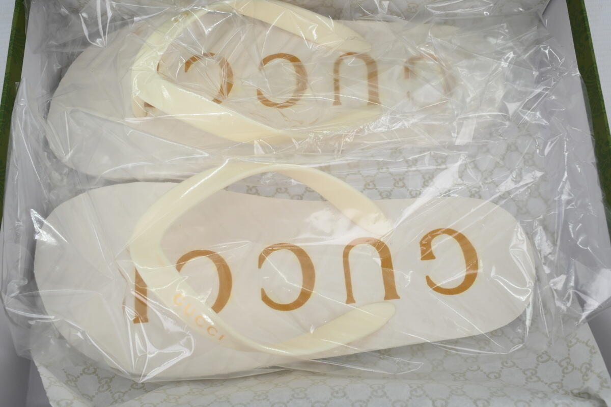 Gucci Slippers Striped Double Gucci Rice White