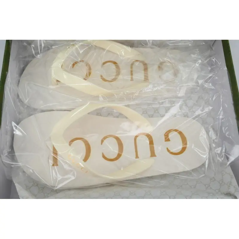 Gucci Slippers Striped Double Gucci Rice White