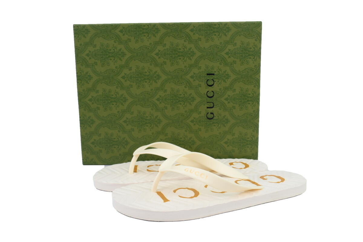 Gucci Slippers Striped Printed Beige