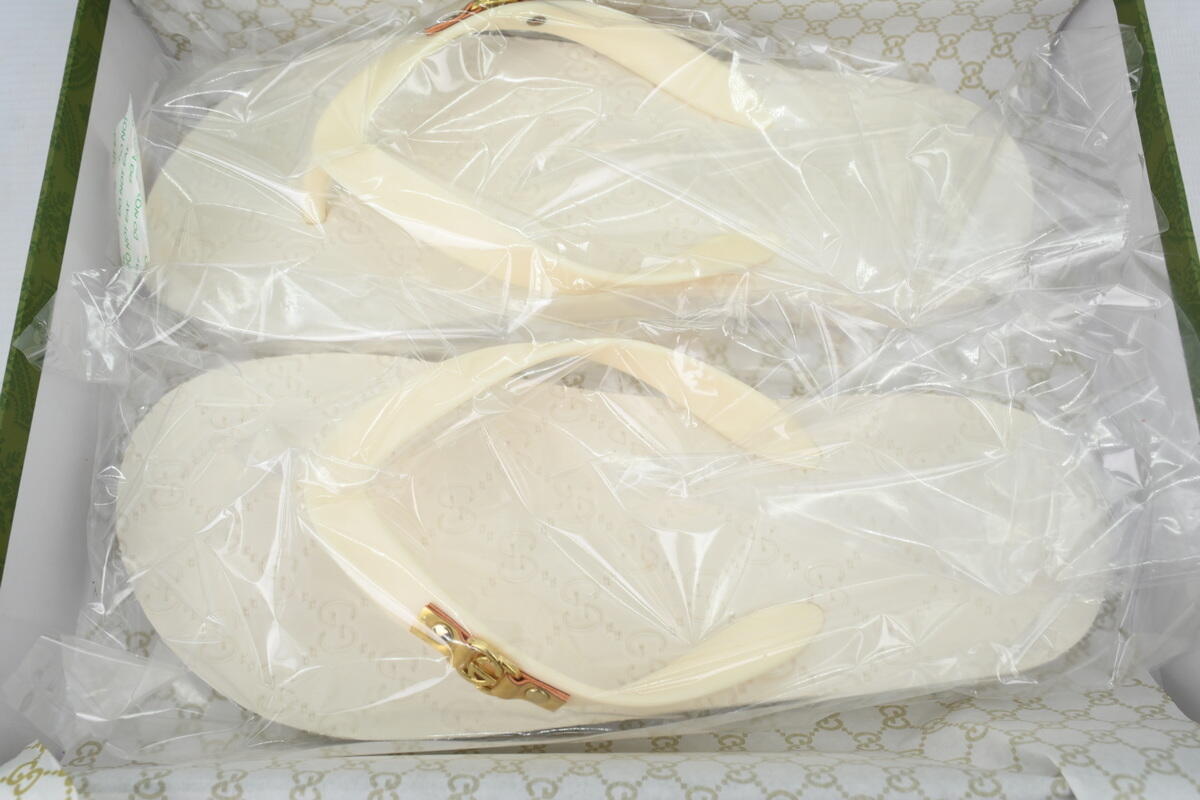 Gucci Slippers Striped Printed Rice White