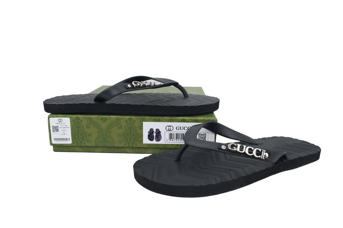 Gucci Slippers Striped Silver Black