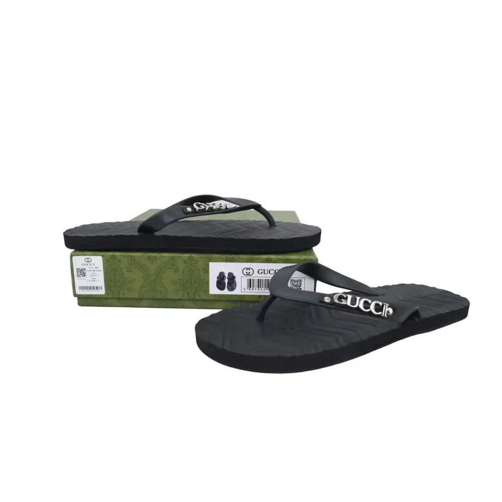 Gucci Slippers Striped Silver Black