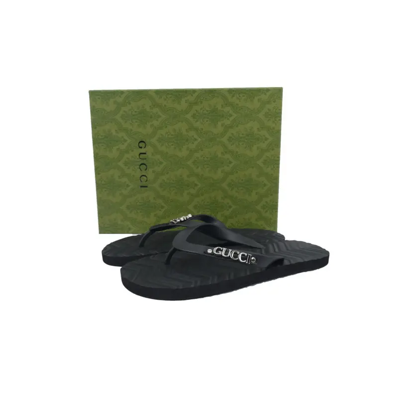 Gucci Slippers Striped Silver Black