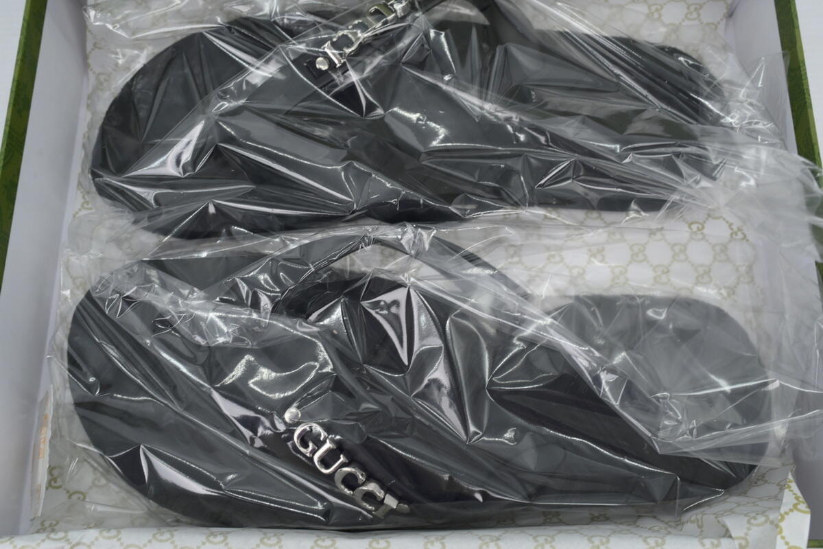 Gucci Slippers Striped Silver Black