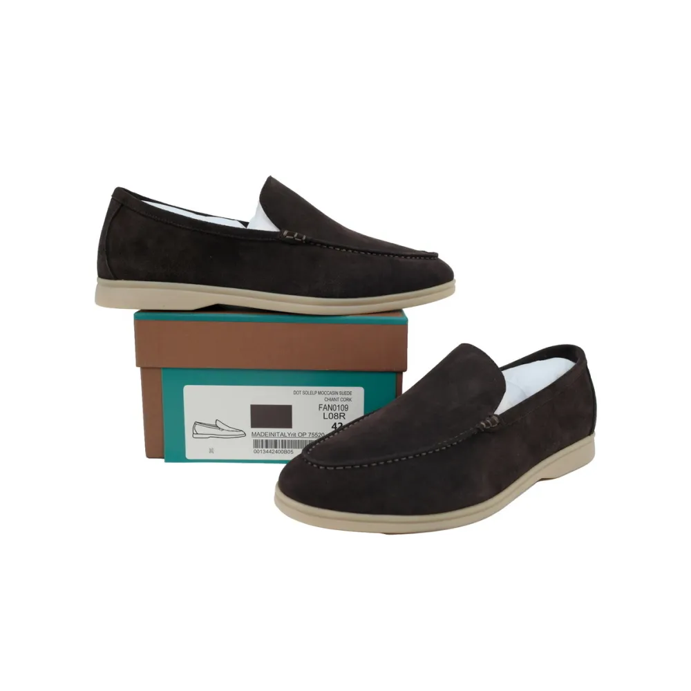 Loro Piana Bean Shoes In Red Brown Color