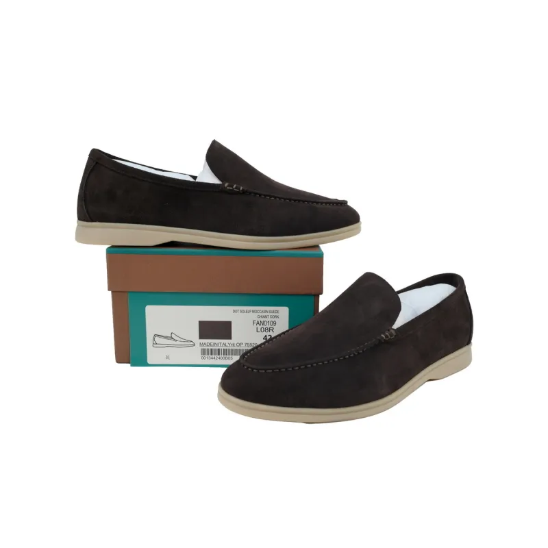 Loro Piana Bean Shoes In Red Brown Color